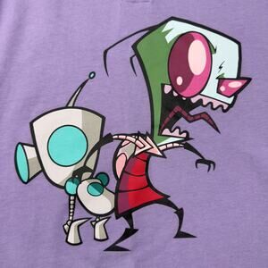 DumbGood Invader Zim Nickelodeon Adult Purple Polo Shirt MEDIUM Cartoon Kidcore